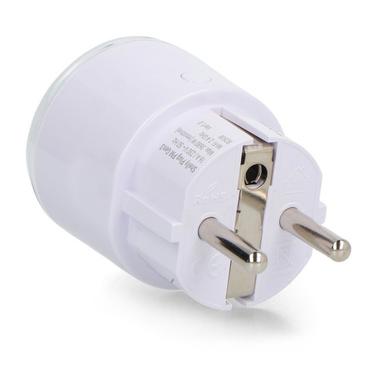 Shelly Plug PM Gen3 — умная розетка с Wi-Fi/Bluetooth и счетчиком электроэнергии — белая.