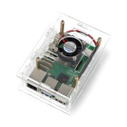 Obudowa do Raspberry Pi 5 - otwarta z wentylatorem - przezroczysta