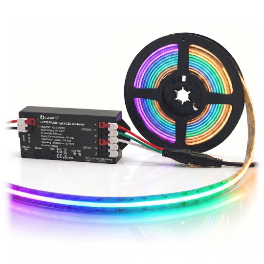 Світлодіодна стрічка FCOB SPI RGBCCT IC WS2811 - цифрова, адресна - IP30 840 світлодіодів/м, 23 Вт/м, 24 В - 3 м