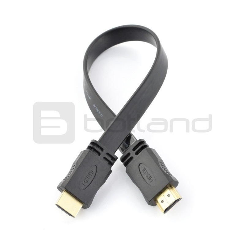 Przewód HDMI - płaski, czarny dł. 33 cm