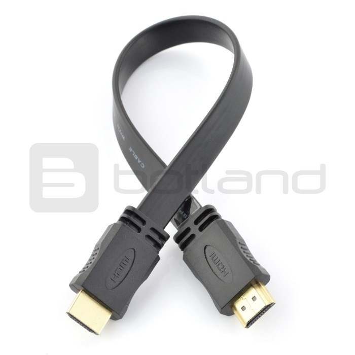 Przewód HDMI - płaski, czarny dł. 33 cm
