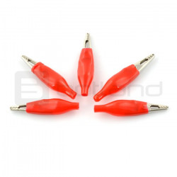 Złącze krokodylkowe czerwone - 5 szt.