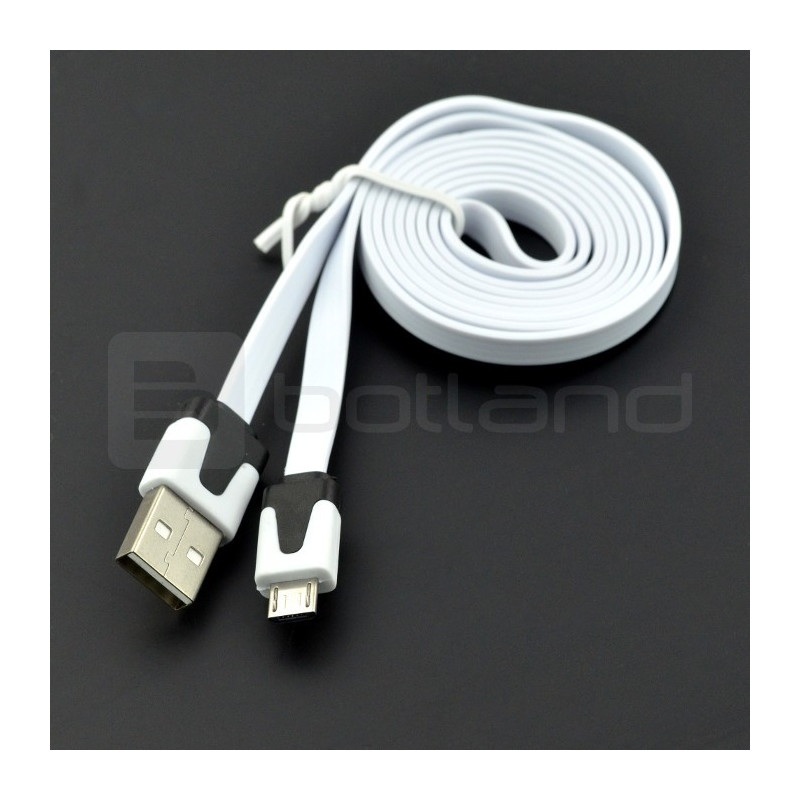 Przewód USB A - microUSB  Blow płaski - 1 m