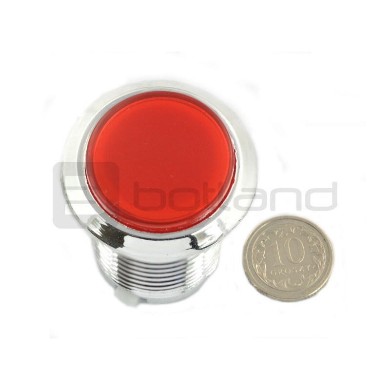 Push Button 3,3cm - czerwone podświetlenie