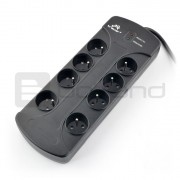 Listwa zasilająca z zabezpieczeniami Tracer PowerGuard czarna - 8 gniazd - 3m