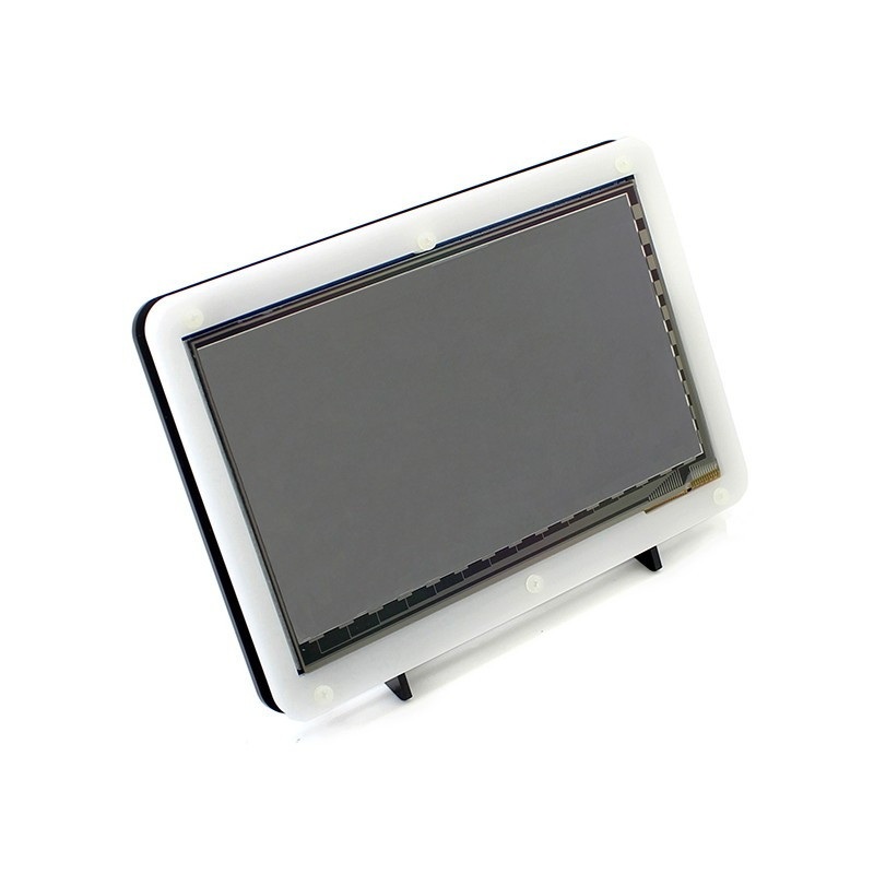 Ekran dotykowy pojemnościowy LCD TFT 7'' 1024x600px HDMI + USB dla Raspberry Pi 2/B+ + obudowa czarno-biała