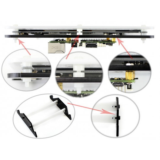 РК-екран IPS 7 дюймів C 1024x600px ємнісний сенсорний HDMI + USB Rev 4.1 для Raspberry Pi чорно-білий корпус - Waveshare 11303