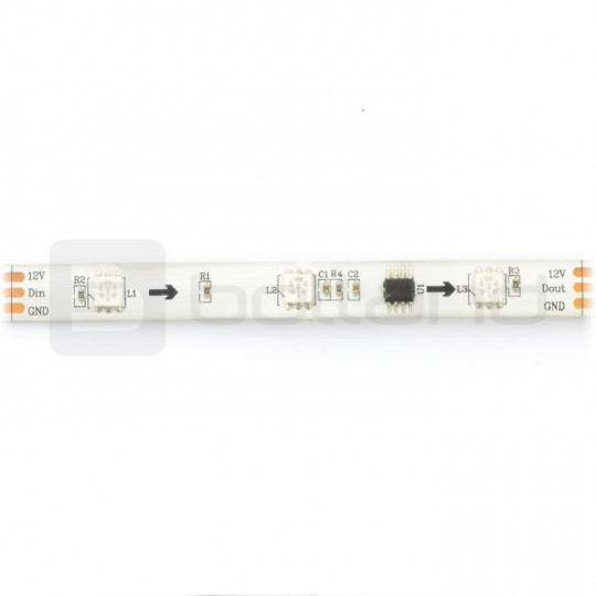 Світлодіодна стрічка RGB WS2811 - цифрова, адресна - IP65 30 світлодіодів/м, 7,2 Вт/м, 12 В - 5 м