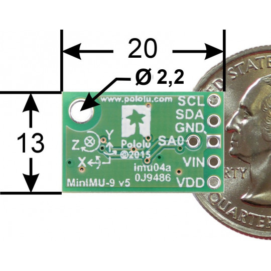 MinIMU-9 v5 9DOF - акселерометр, гироскоп и магнитометр I2C - Pololu 2738