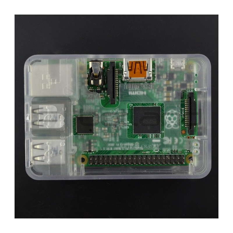 Obudowa Raspberry Pi Model 2/B+ RS - przezroczysta z klapką