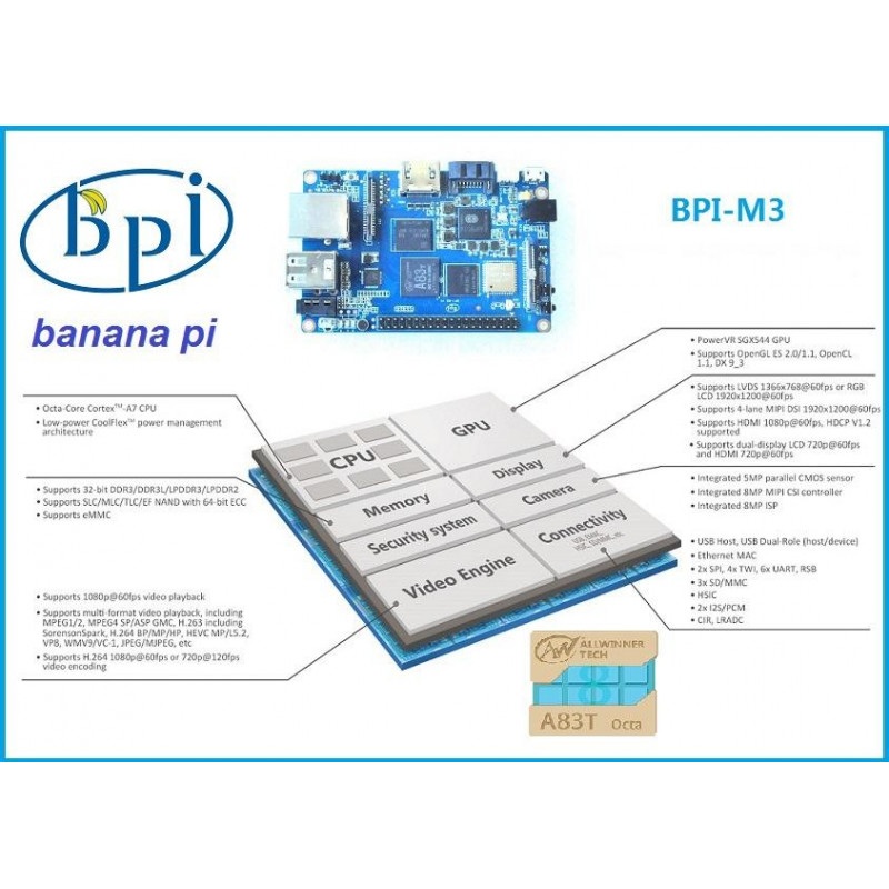 Banana Pi M3 2GB RAM Octa Core WiFi