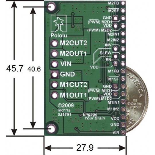 MC33926 - двоканальний контролер двигуна 28 В/2,5 А - Pololu 1213