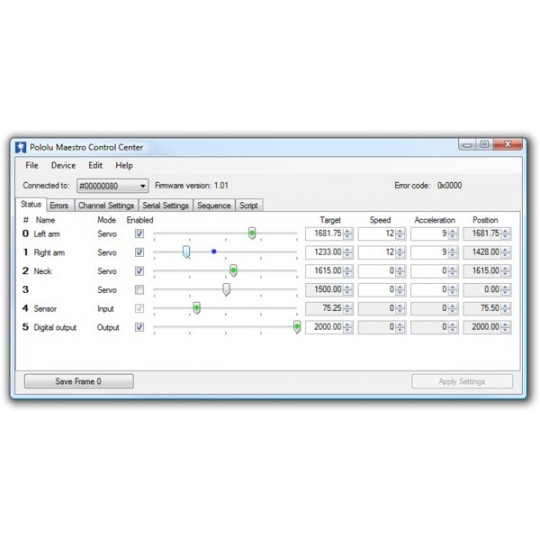 Міні-контролер сервоприводу Mini Maestro USB 12-канальний - Pololu 1352