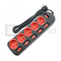 Listwa zasilająca Esperanza Rainbow 5 Pro - 1,5m - czarno-czerwona