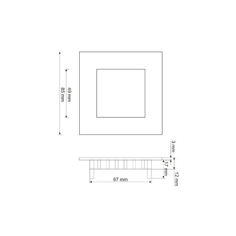 Panel LED ART SLIM podtynkowy kwadratowy 8,5cm, 3W, 210lm, AC80-265V, 4000K - biała neutralna
