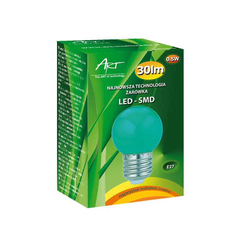 Żarówka LED ART E27, 0,5W, 30lm, zielona