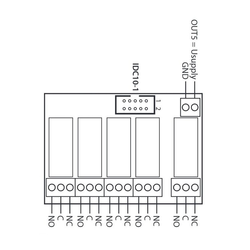 Płytka przekaźników 16A x 5 do GSM/LAN kontrolera - 12V
