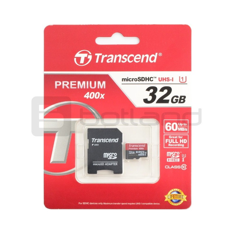 Karta pamięci Transcend Premium 400x microSD 32GB 60MB/s UHS-I klasa 10 z adapterem