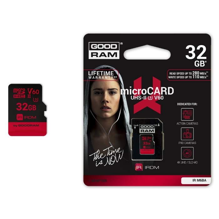Goodram IRDM- karta pamięci microSD 32GB 280 MB/s UHS-II + adapter