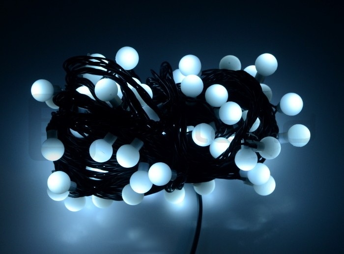 Lampki choinkowe LED kule - białe - 80 szt.