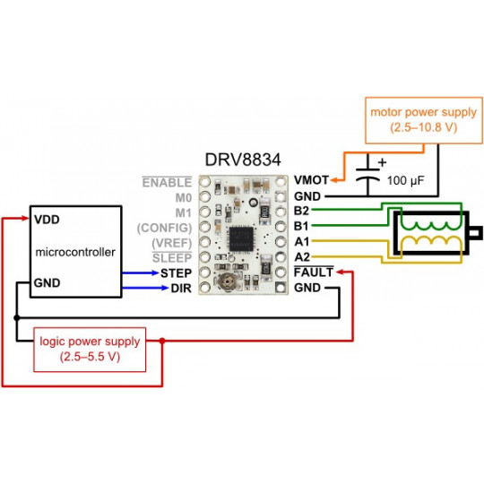 DRV8834 Низьковольтний драйвер крокового двигуна 10.8V 2A - Pololu 2134