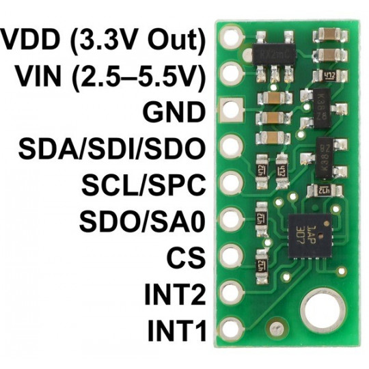 LPS331AP - датчик давления и высоты 126кПа I2C/SPI 3-5В - Pololu 2126