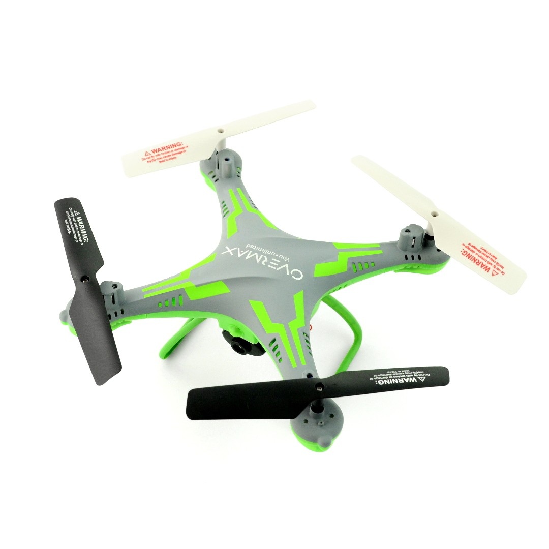 Dron quadrocopter OverMax X-Bee drone 3.1 Plus Wi-Fi 2.4GHz z kamerą FPV szaro-zielony - 34cm + 2 dodatkowe akumulatory