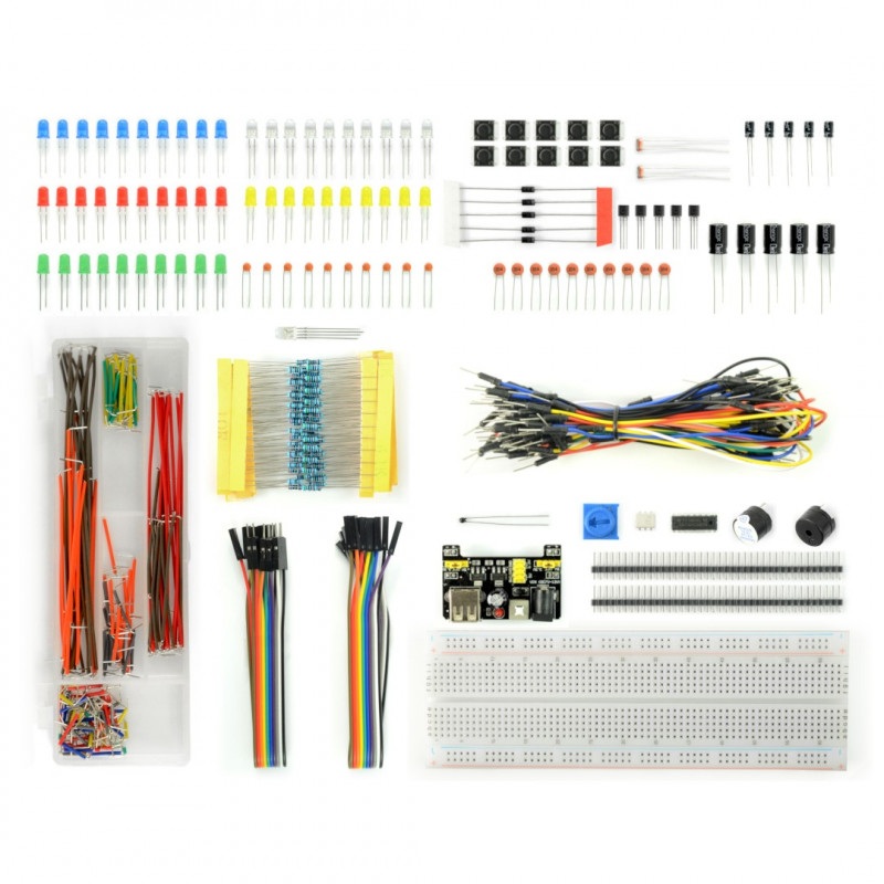 Zestaw elementów elektronicznych - E23 dla Arduino - 830 elementów