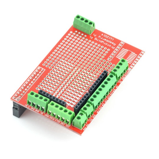 Płytka prototypowa THT ze złączami śrubowymi dla Raspberry Pi
