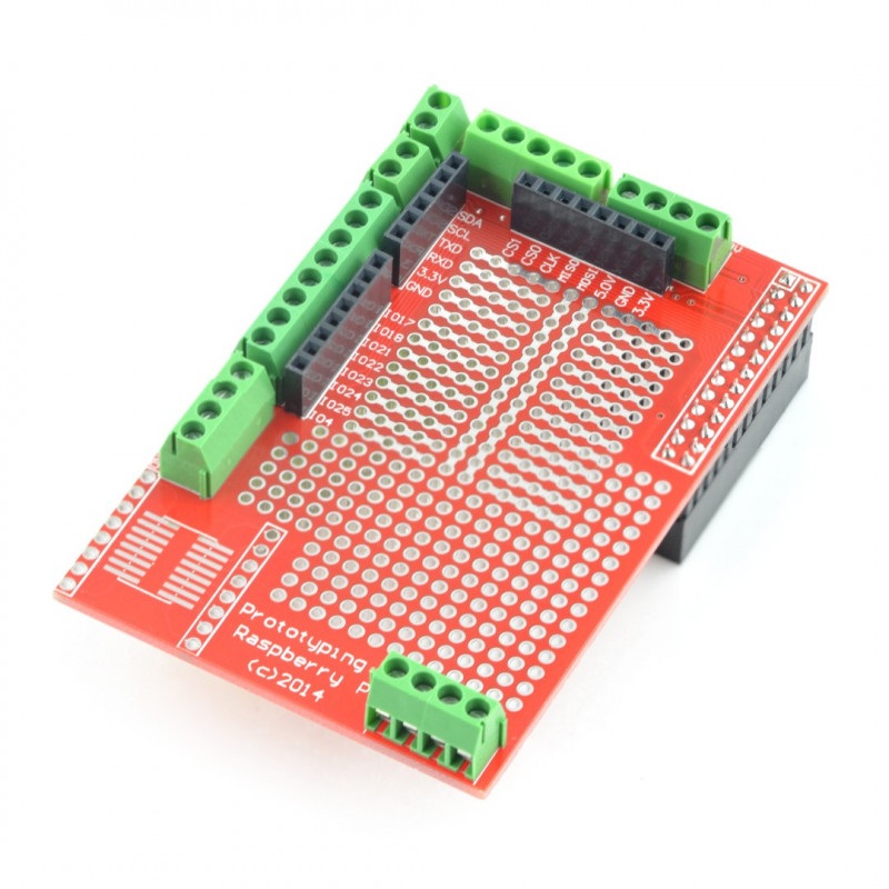 Płytka prototypowa THT ze złączami śrubowymi dla Raspberry Pi