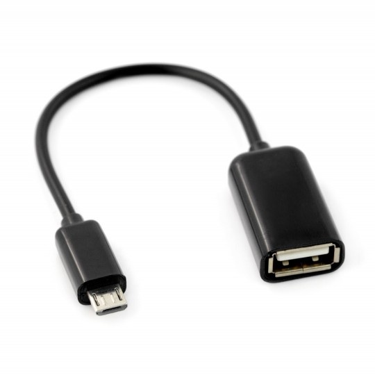 Przewód OTG Host USB - microUSB - czarny - 12cm