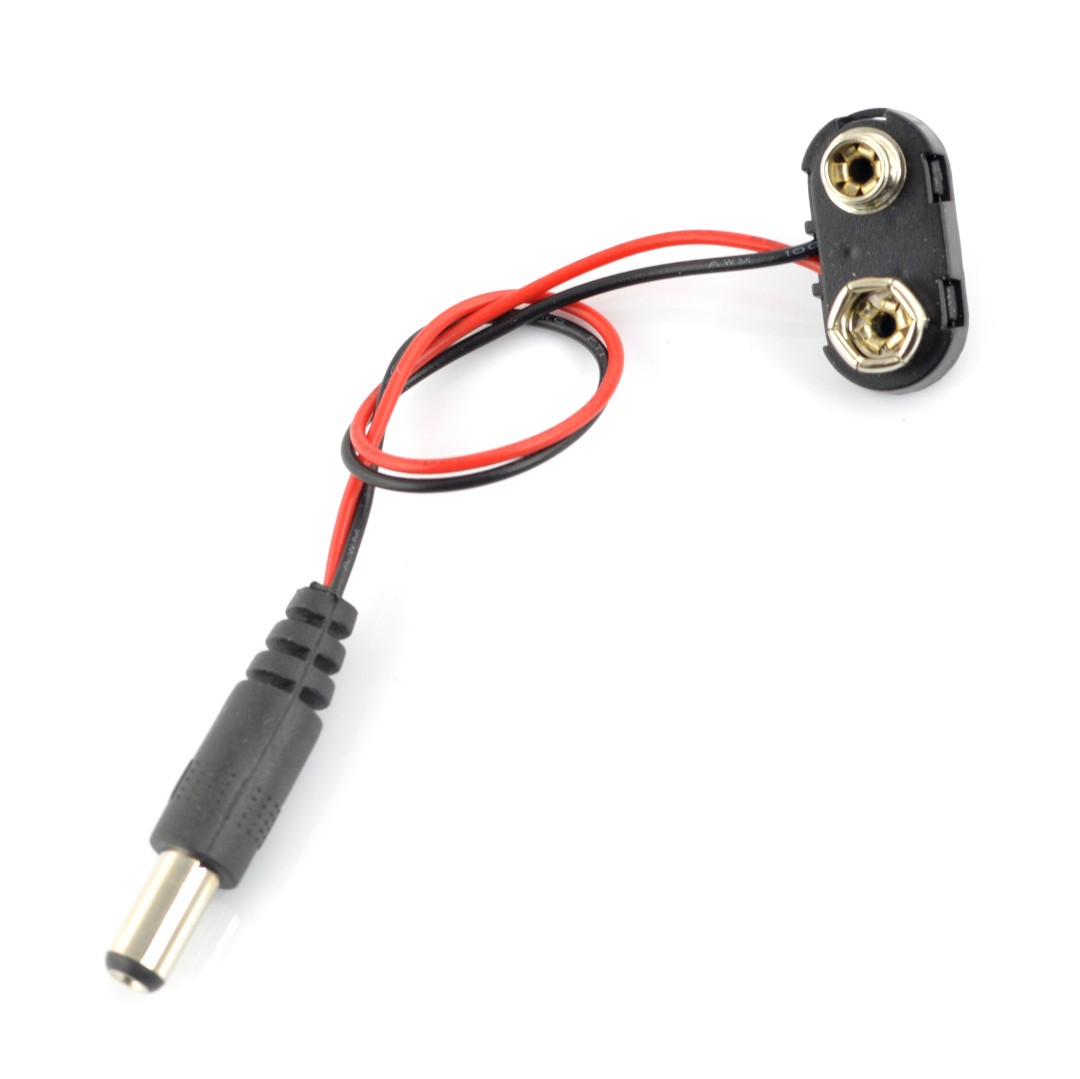 Adapter wtyk DC 5.5/2.1 - wtyk 6F22 bateria 9V