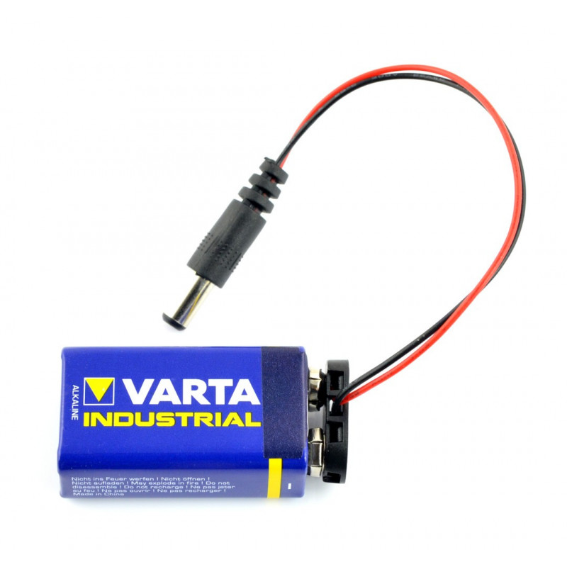 Adapter wtyk DC 5.5/2.1 - wtyk 6F22 bateria 9V