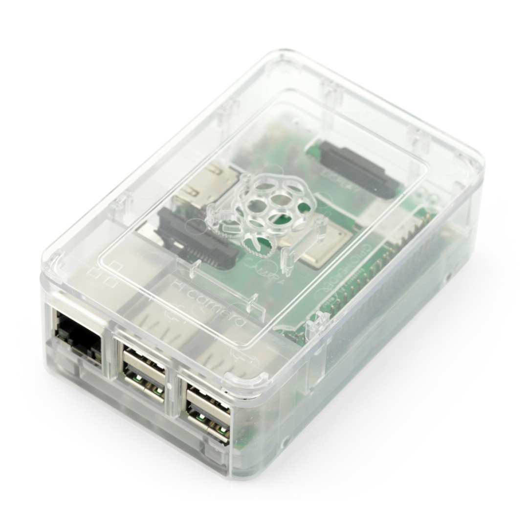 Obudowa Raspberry Pi Model 3B/2B RS Pro - przezroczysta z klapką