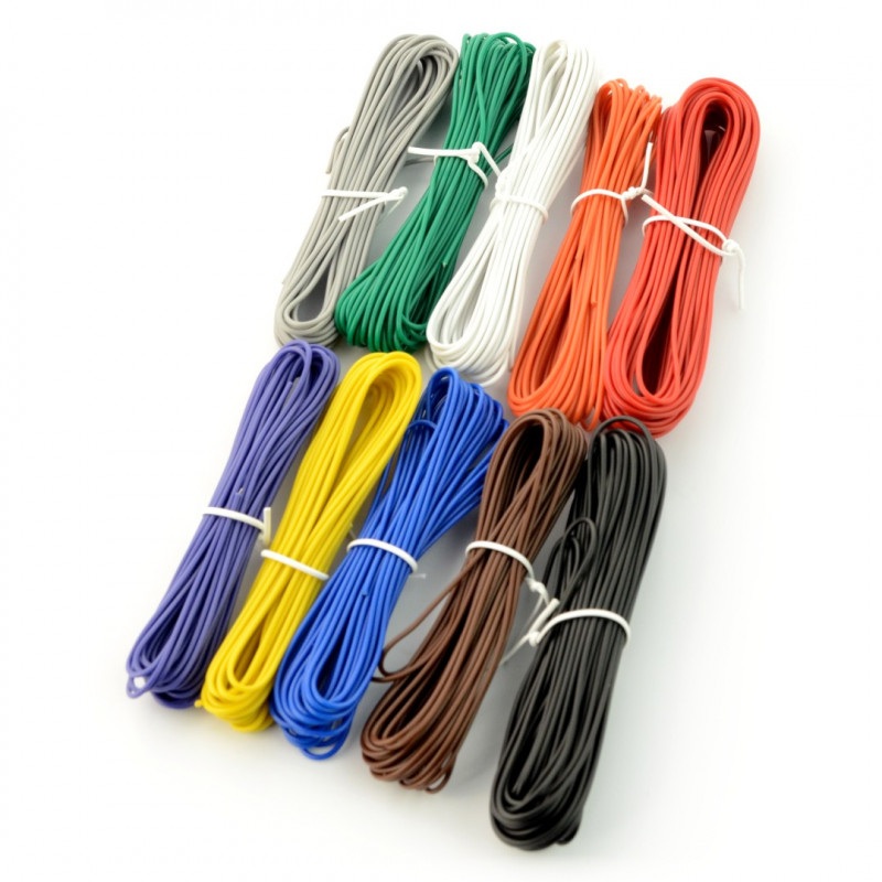 Zestaw przewodów drucianych PVC - 10 kolorów - 60m