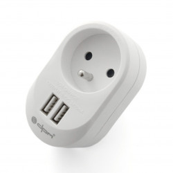 Zasilacz DPM 2xUSB z gniazdem sieciowym 5V / 3,4A - biały