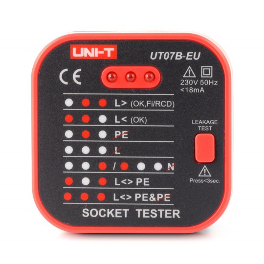 Тестер розеток УЗО 230 В - UNI-T UT07B-EU