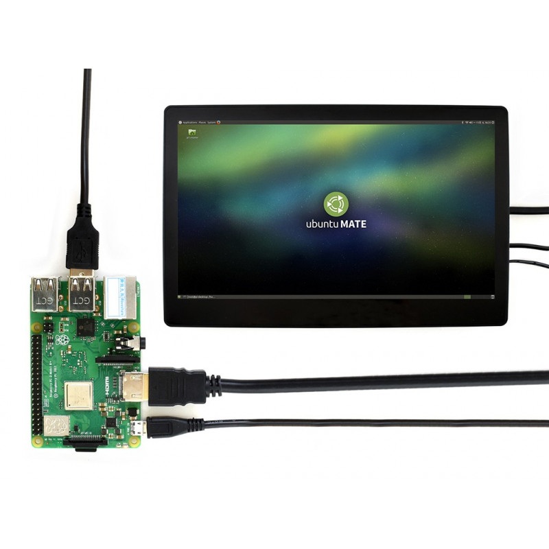 Ekran dotykowy pojemnościowy LCD IPS 11,6'' (D) 1920x1080px HDMI + USB dla Raspberry Pi 3B+/3B/2B/Zero obudowa czarna