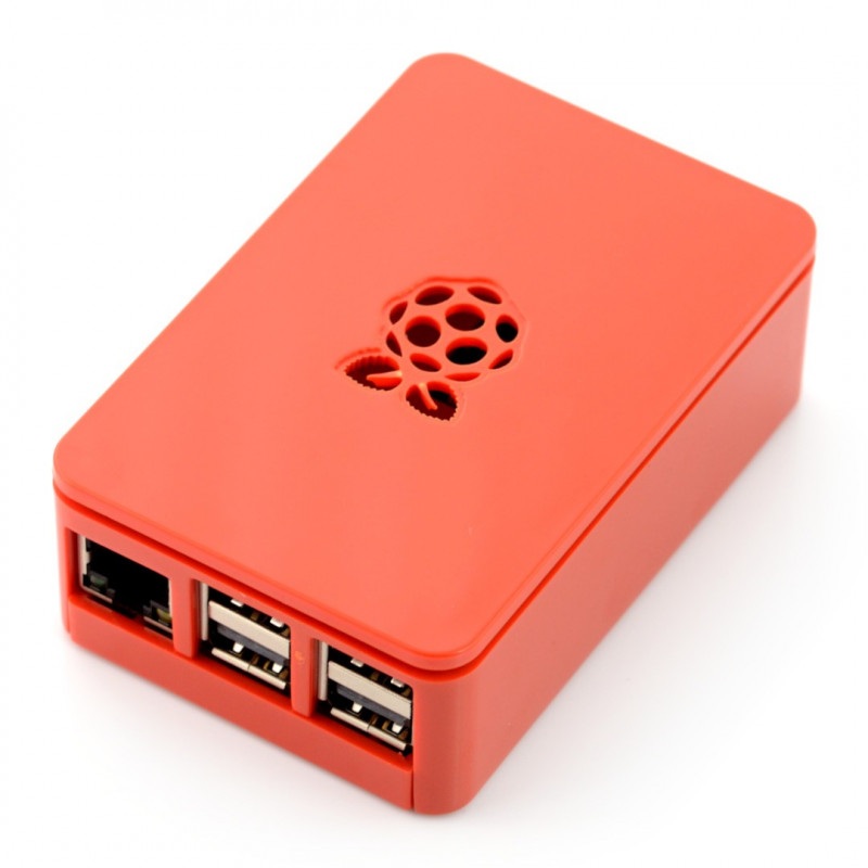 Obudowa Raspberry Pi Model 3B+/3B/2B RS Pro Plus - czerwona z klapką