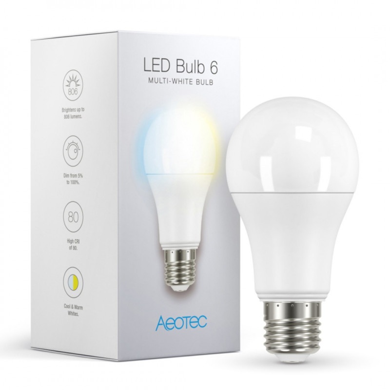 Aeotec LED Bulb 6 Multi-White - żarówka LED E27 - różne odcienie białego światła