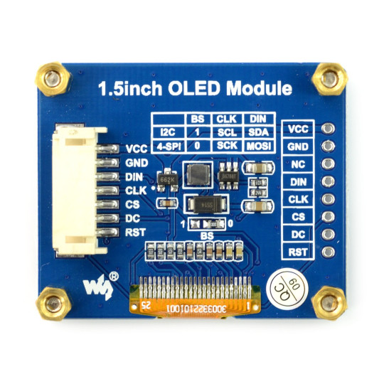 OLED-дисплей білий графічний 1.5'' 128x128px SPI/I2C - Waveshare 13992