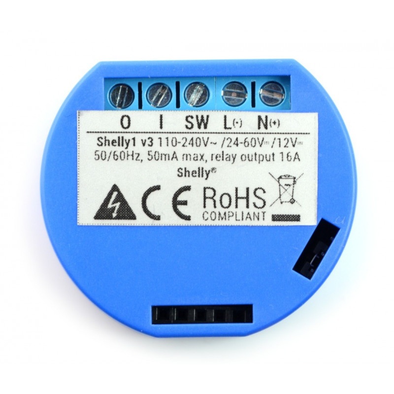 Shelly1 - Relay Switch 1x przekaźnik 12VDC / 230VAC WiFi 16A  - aplikacja Android / iOS