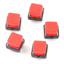 Tact Switch 12x12 mm z nasadką kwadratowy - czerwony
