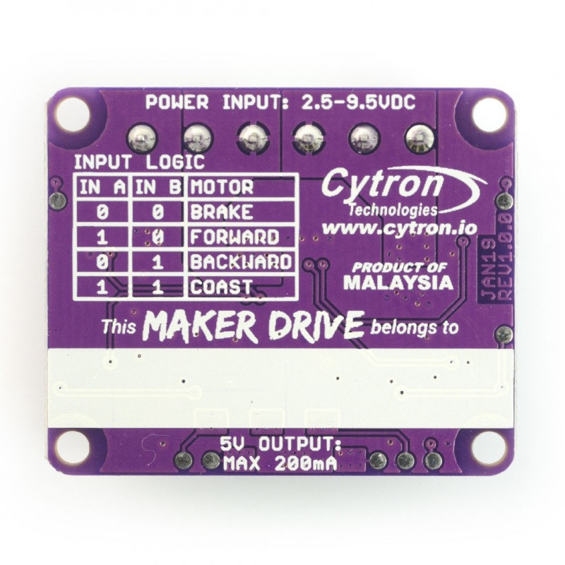 Cytron Maker Drive MX1508 - dwukanałowy sterownik silników 9.5V/1A