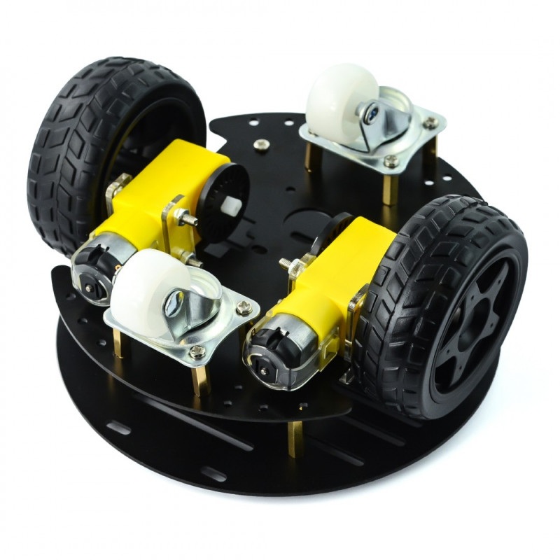 Chassis Round 2WD - 2-kołowe podwozie robota z napędem - czarno-aluminiowe