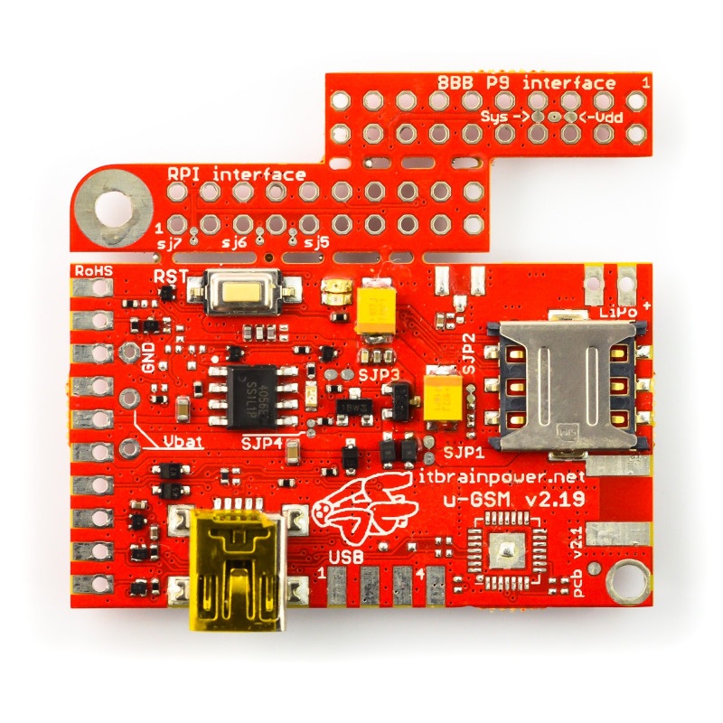 Moduł 2G/GSM - u-GSM shield v2.19 M95FA - do Arduino i Raspberry Pi - złącze u.FL