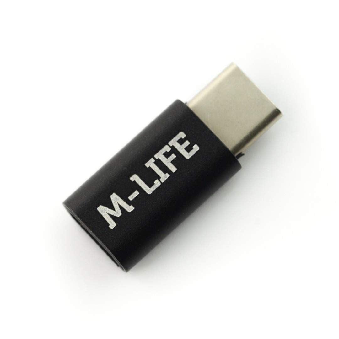 Adapter przejściówka Micro USB - USB typu C M-Life - czarna