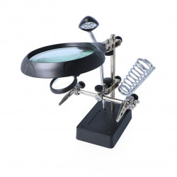 Uchwyt z lupą, podświetleniem LED i zasilaczem - trzecia ręka ZD-126-3