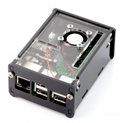 Obudowa Raspberry Pi Model 3/2/B+ z wentylatorem - czarna