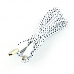 Przewód microUSB B - A w białym oplocie EB181W - 1m